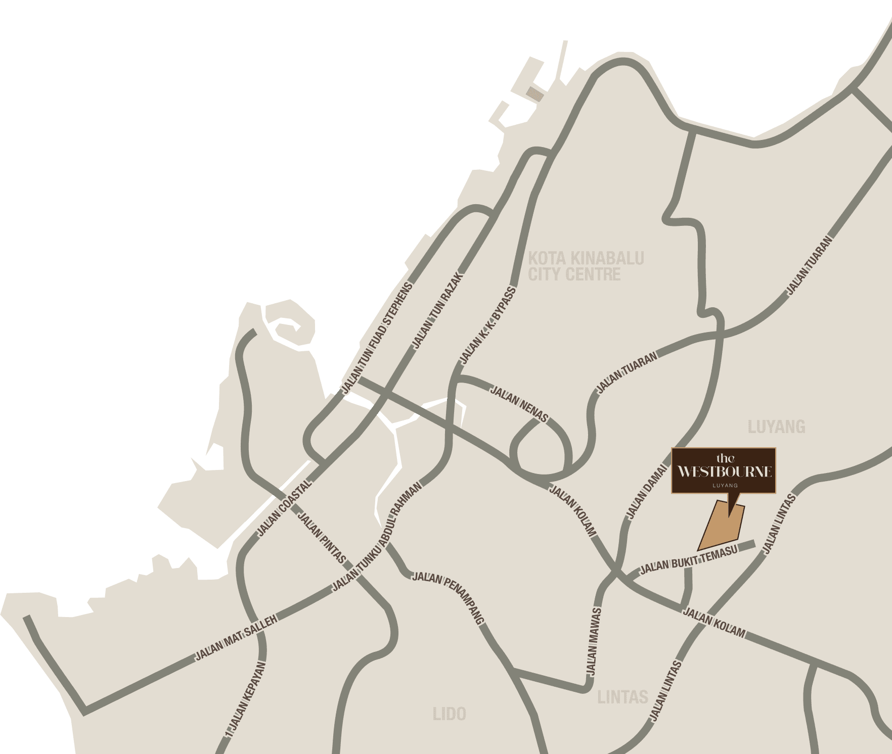 Map showing The Westbourne in Luyang, Kota Kinabalu